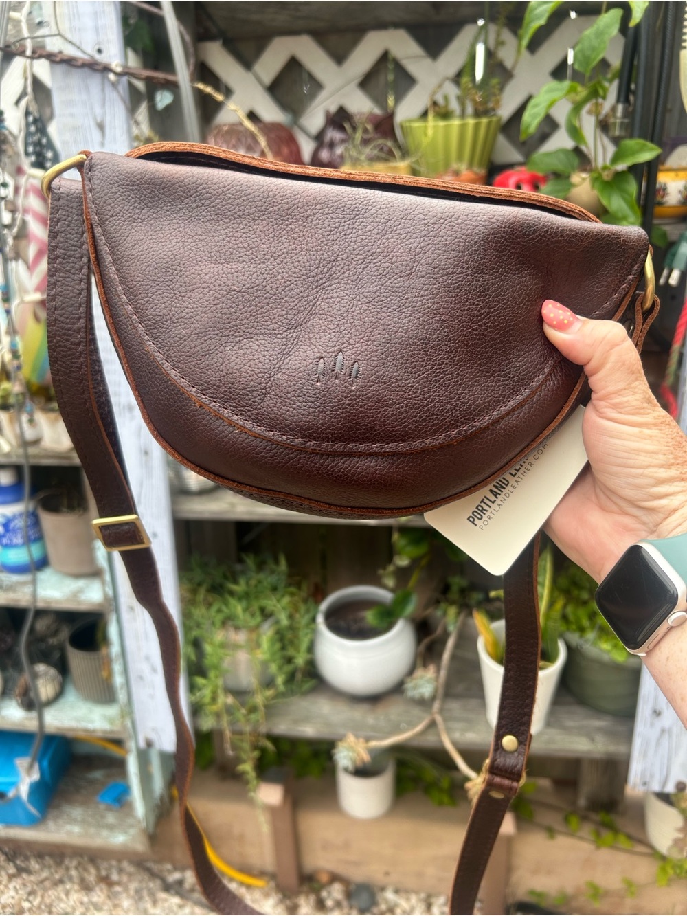 Brand new! Portland Leather Dark Brown Pebbled Leather Crossbody